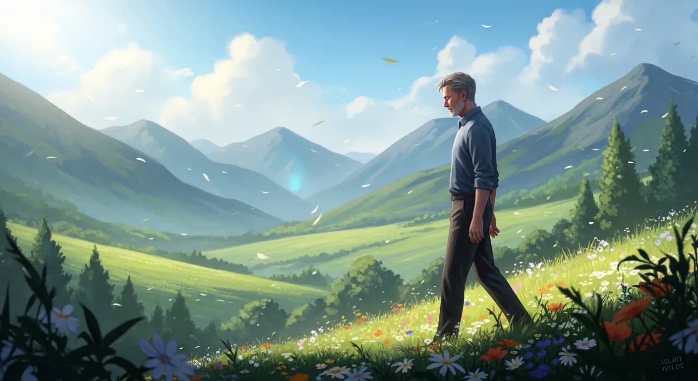 「Stuart Wilde」「人生は苦しむためのものではない。 それはただ、一つの所から別の所へと穏やかに進んで行くものなのだ。 ちょうど、天気のよい日に谷間をゆっくり歩いてゆくように。」の画像