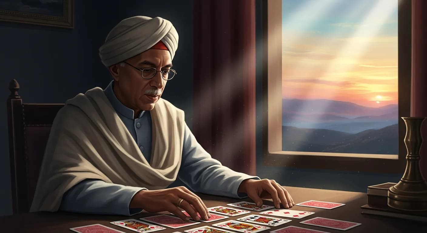 「ジャワハルラール・ネルー」「人生はトランプゲームに似ている。 配られた手は決定論を意味し、どう切るかはあなたの自由意志である」の画像