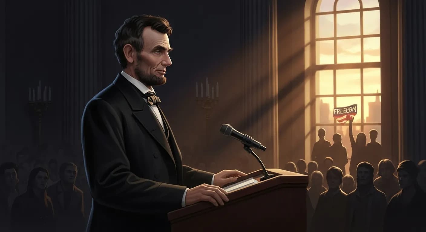 「エイブラハム・リンカーン」「他人の自由を否定するものは、自ら自由を受けるに値しない。」の画像