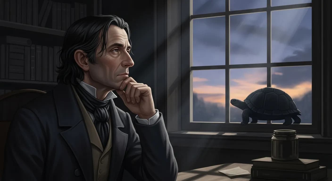 「セーレン・キェルケゴール」「亀の肉がさまざまな肉の味わいを持っているのと同じく、 結婚もまたいろいろと変わった味を持っている。 そして、亀が歩みののろい動物であるのと同じく、 結婚もまた足取りののろいものである。」の画像