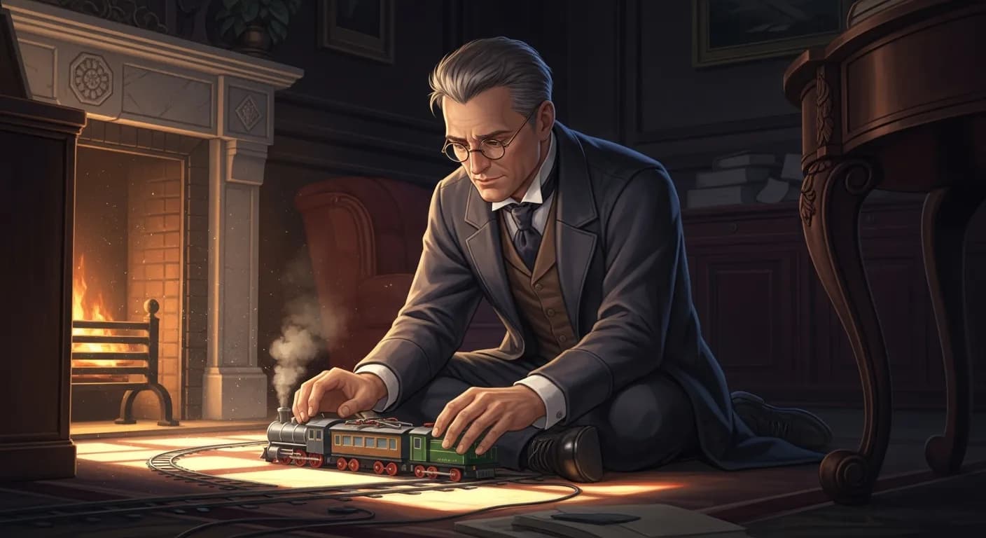 「Simeon Strunsky」「床の上で自分の子供の電気機関車をいじくって三十分を空費することのできる男は、 どんな男でも実際は悪い人間ではない。」の画像