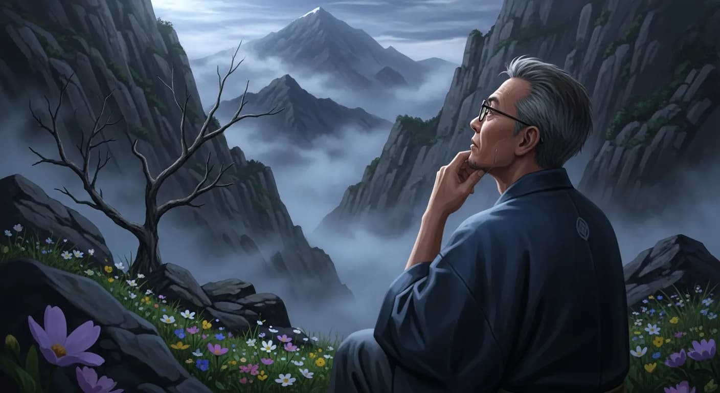 「吉川英治」「登山の目標は山頂と決まっている。 しかし、人生の面白さはその山頂にはなく、かえって逆境の、山の中腹にある。」の画像