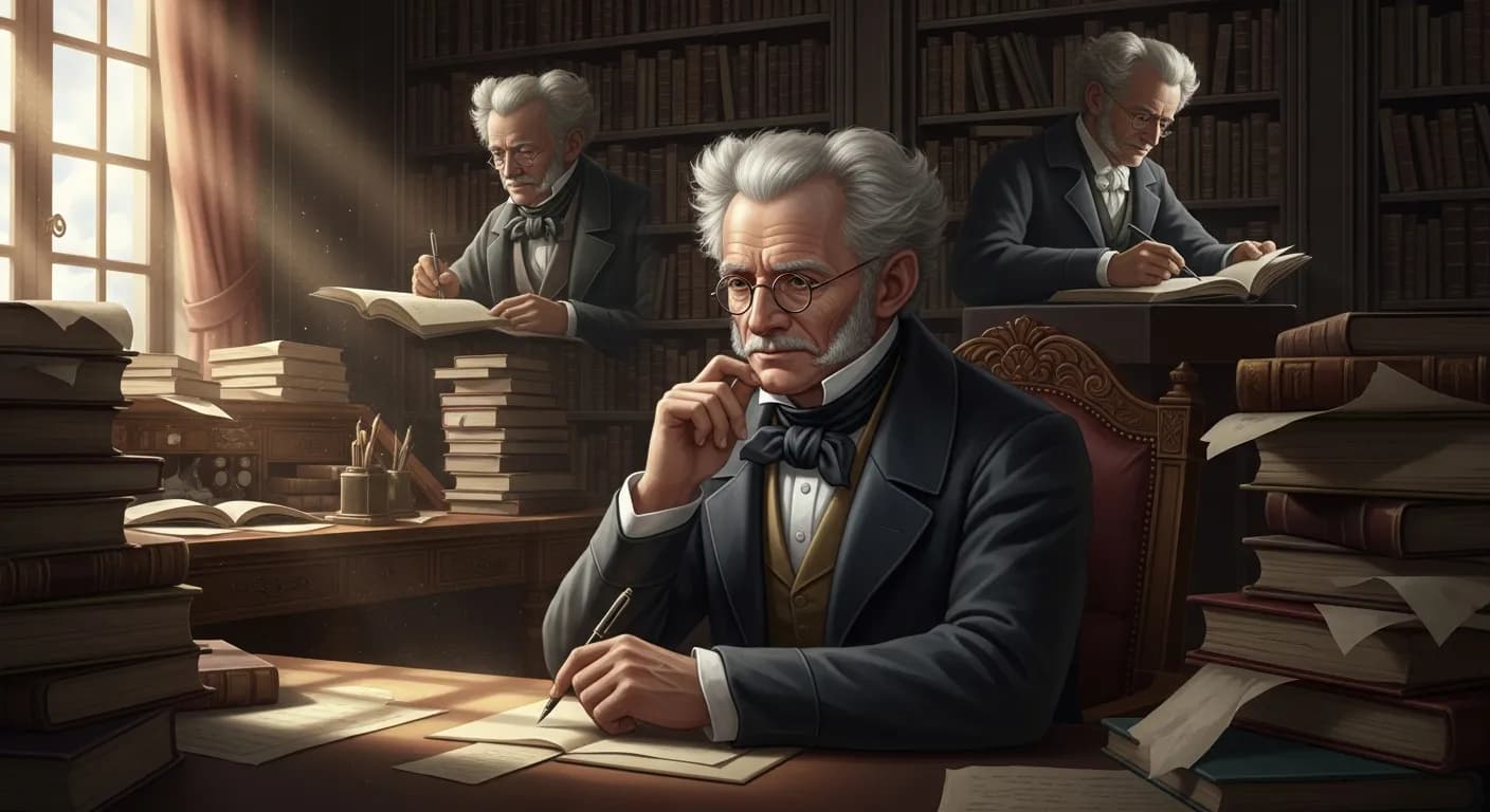 「アルトゥル・ショーペンハウアー」「人はその生涯の40年間で本文を著述し、 これにつづく30年間において、前者についての注釈を付加する。」の画像